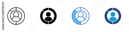 User Focus Multiple Style Icon Design Vector - profile avatar inside a segmented circle representing user-centered design and UX priorities