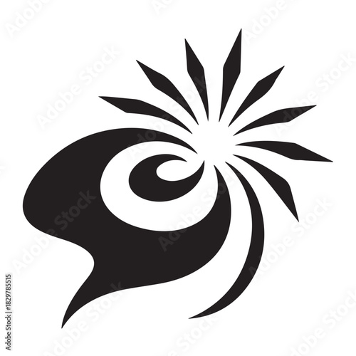 Abstract Swirl Burst Artistic Vortex Dynamic Shape Black Graphic