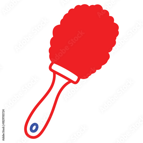 Red feather duster for household cleaning against white background offering sanitation and hygiene for home maintenance and housekeeping