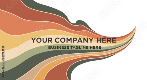 Abstract Wavy Lines Design with Earth Tones for Company Branding Template