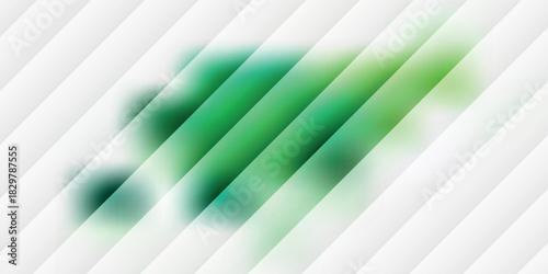 Abstract background with a vibrant green splash on a white surface with diagonal stripes.
