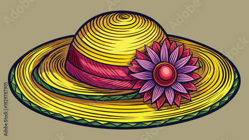 stylish purple hat with a flower accent, combining color and charm for a fashionable look..eps