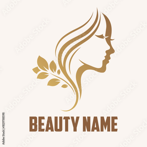 Elegant Beauty Woman Face Leaf Logo Design for Salon Spa Cosmetics and Natural Brand Identity