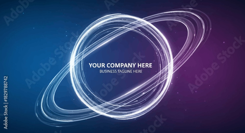 Glowing white orbital rings with a dynamic, brushed light streak texture.