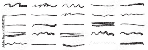 Line color pencil brush kid set. Color chalk pastel pencil underline scribble brush stroke set for kid design. Hand drawn wavy marker underline element. Vector illustration