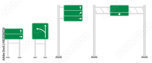 road direction board with pole, vector illustration isolated on white background.