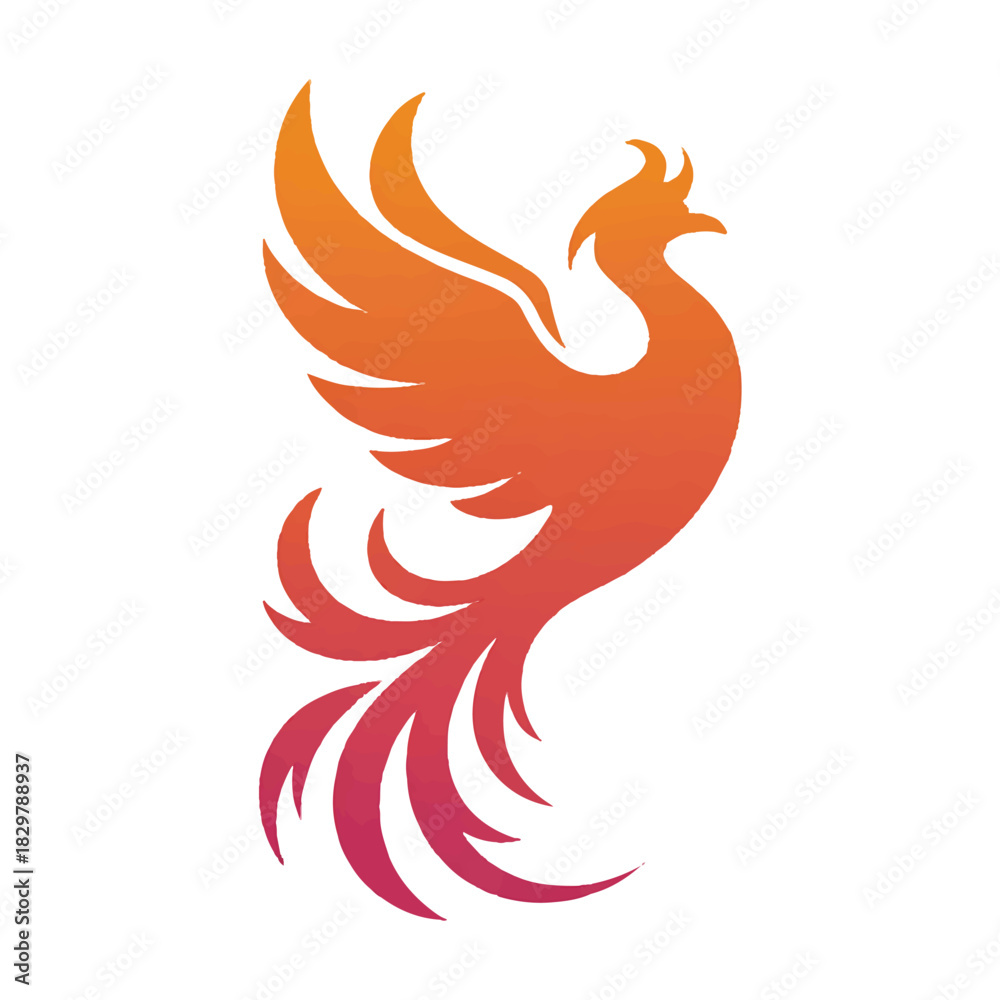 Fototapeta premium phoenix bird flame fire rebirth mythical creature flying logo