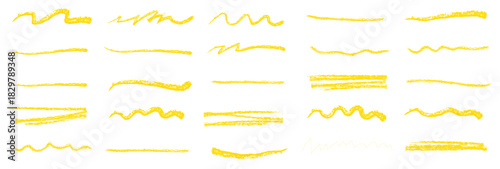 Line color pencil brush kid set. Color chalk pastel pencil underline scribble brush stroke set for kid design. Hand drawn wavy marker underline element. Vector illustration