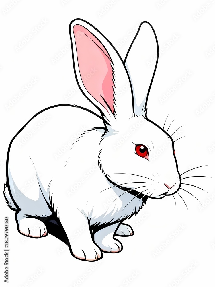 Obraz premium foraging white rabbit illustration