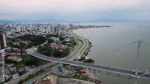 Skyline and coastline panorama of Florianópolis