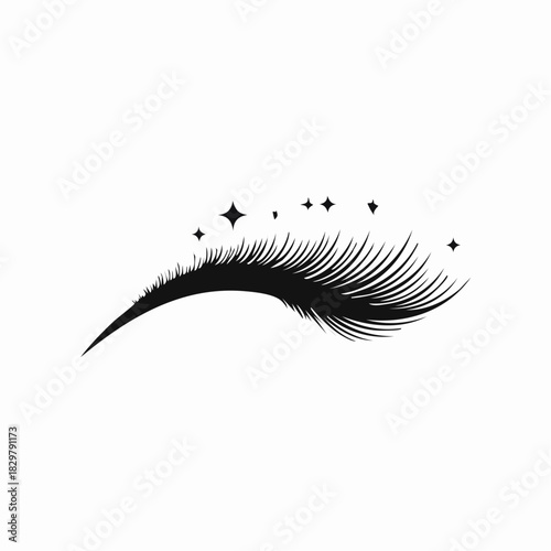 Elegant eyelash extension design with sparkling accents for beauty branding