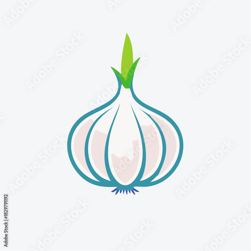 Elegant flat design of garlic icon, perfect for culinary themed projects and designs