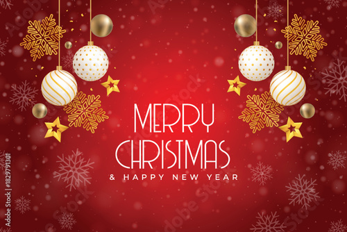 Elegant merry christmas template for holiday greetings