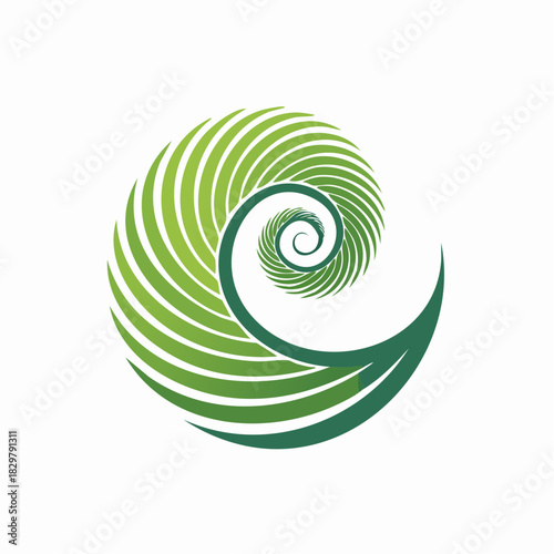 Elegant green spiral design symbolizing growth harmony and natural progression abstract