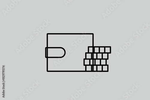 wallet  illustration in line style design. Vector illustration.	