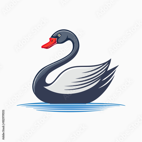 Elegant black swan gliding serenely on water, a symbol of grace and beauty