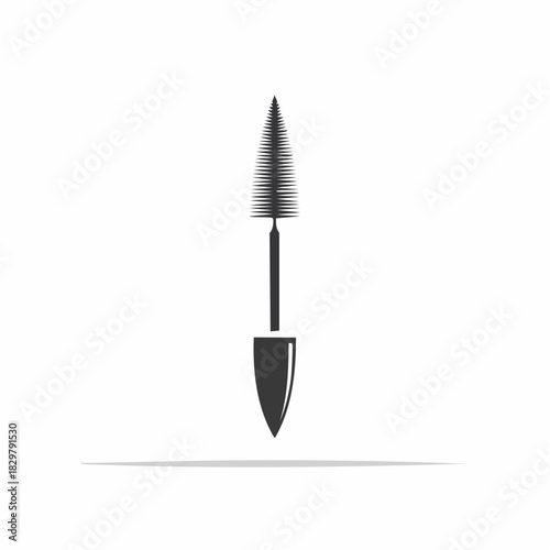 Elegant black mascara wand illustration against a pristine white backdrop