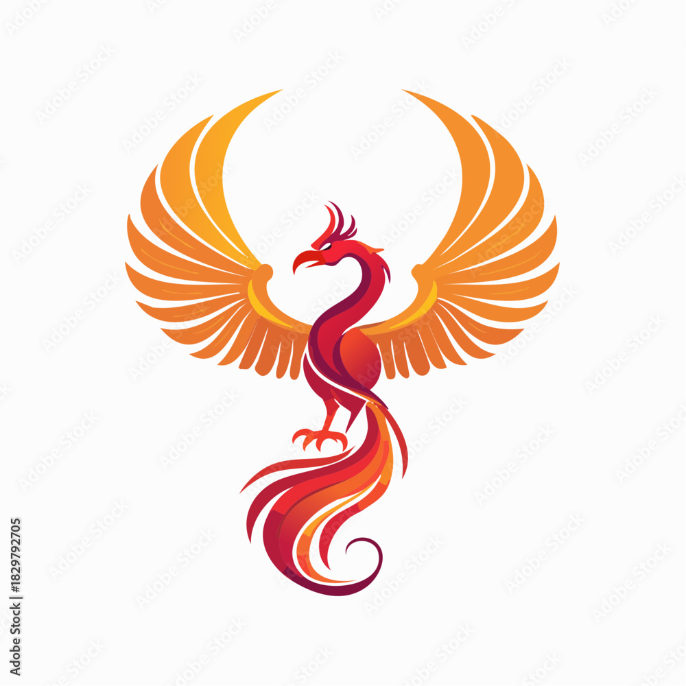 Fototapeta premium Elegant Phoenix Logo Design Showcasing Rebirth Power and Graceful Flight