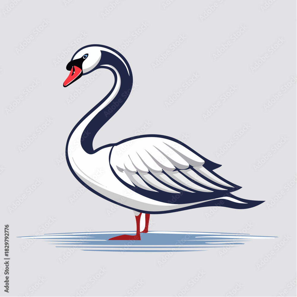 Fototapeta premium Elegant swan illustration in vector format showcasing grace and beauty