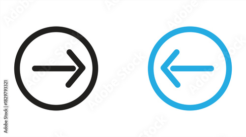 right and left arrow button icons, vector illustration