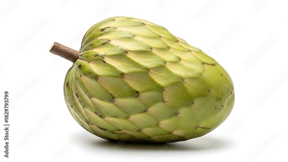 Fototapeta premium Fresh Whole Cherimoya Fruit on White Background