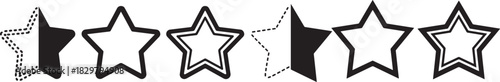 Star rating icon set in solid, outline, double border and dotted line styles