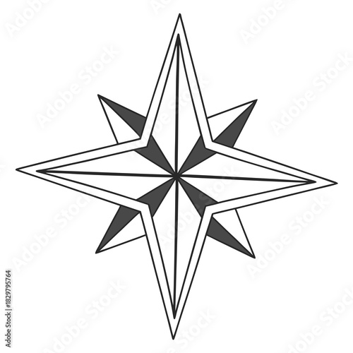 Compass rose illustration, a navigational instrument