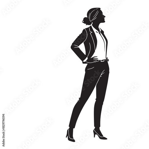 Black project management man Silhouette Vector, High Quality Illustration on White Background