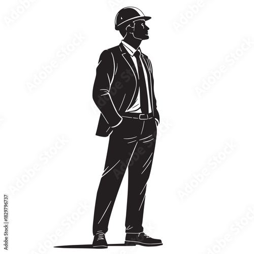 Black project management man Silhouette Vector, High Quality Illustration on White Background