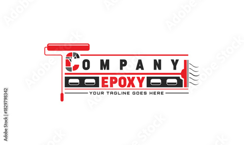 Epoxy Flooring Roller Logo Template. 