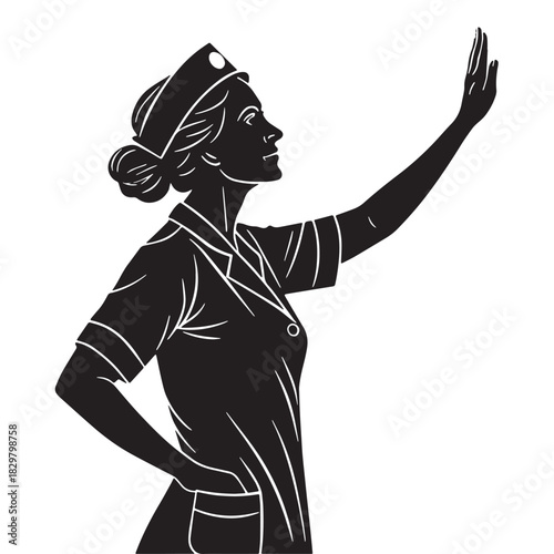 black nurse silhouette reaching out clip art preview