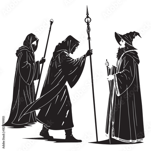 Black oracles and seers Silhouette Vector, High Quality Illustration on White Background