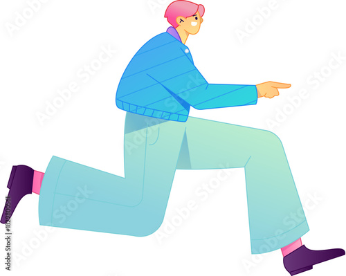Running character vector flat gradient illustration
