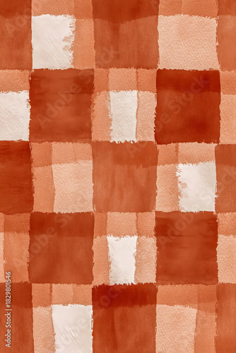 Textured background featuring a checkered pattern in warm shades of orange and cream