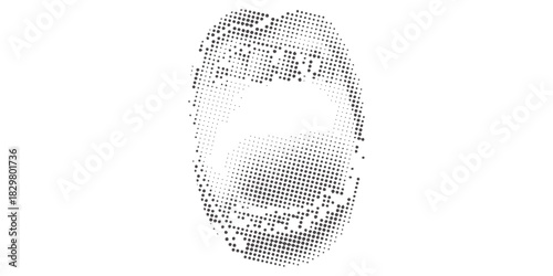 Halftone dot art illustration of an open mouth with teeth shouting isolated on white background