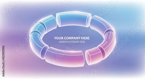 Luminous segmented circular tube with a soft blue and purple gradient glow.