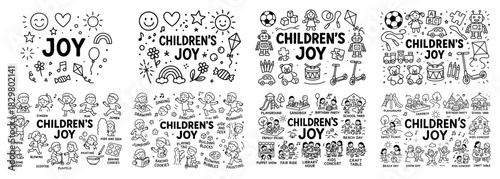 Children's joy illustrations with playful activities