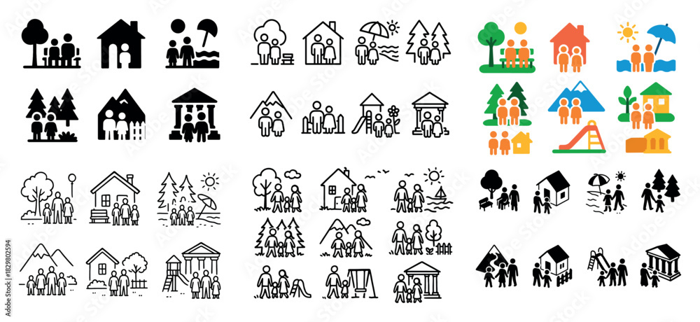 Obraz premium Family icons and outdoor activities