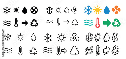 Weather and temperature icons collection