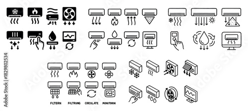 Air conditioning icon set for controls