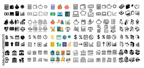 Diverse finance and business icons