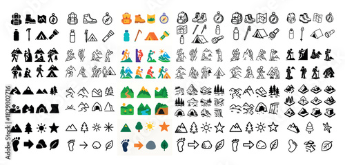 Camping and hiking icon collection