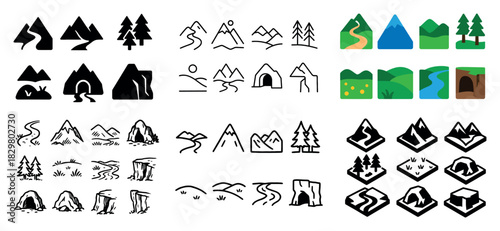 Abstract mountain and nature icons
