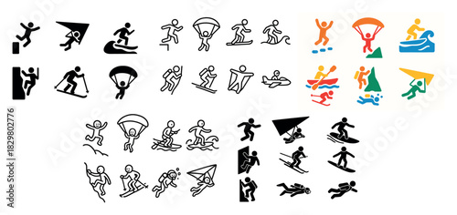 Stick figure extreme sports icons
