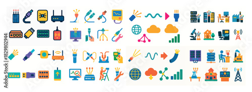 Colorful technology icon set