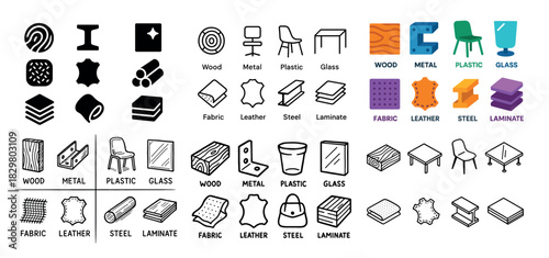 Material symbols guide: wood, metal, plastic