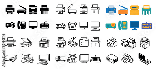 Office device icons collection