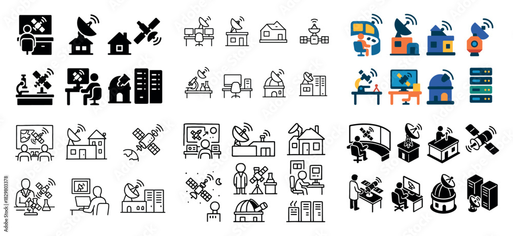 Obraz premium Satellite communication icons collection