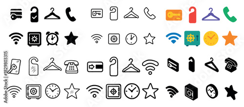 Hotel icons: essential symbols collection