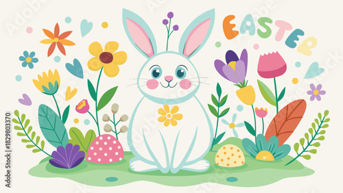 easter bunny and easter eggs